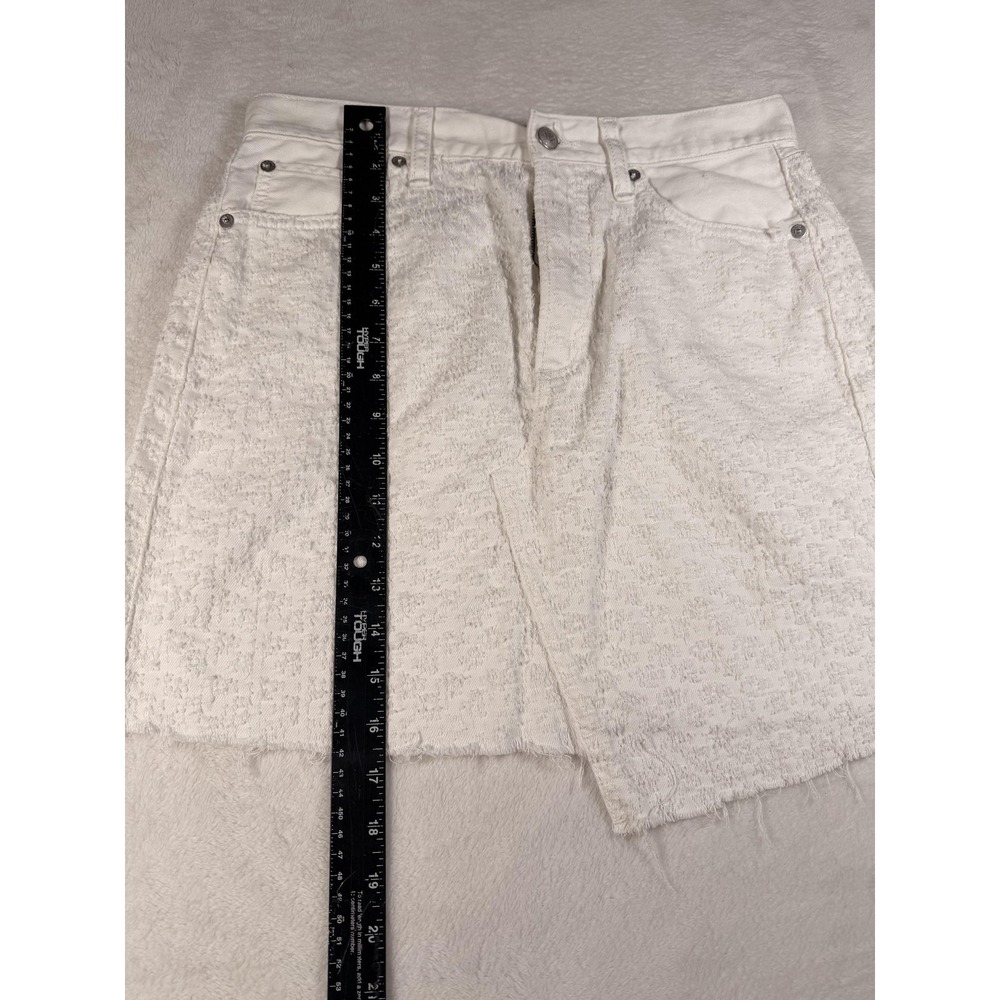 Rag & Bone Skirt Womens 28 White Tweed Denim Wrap Mini Fringe Hem Layered - Picture 10 of 10